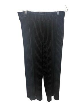 MONKI Women's Size Medium Y2K Black Velour Pants with Pinstripe Pattern Wide Leg